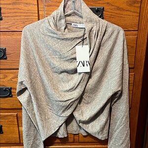 Zara Women's Heather Gray Cowl Neck Sweater
